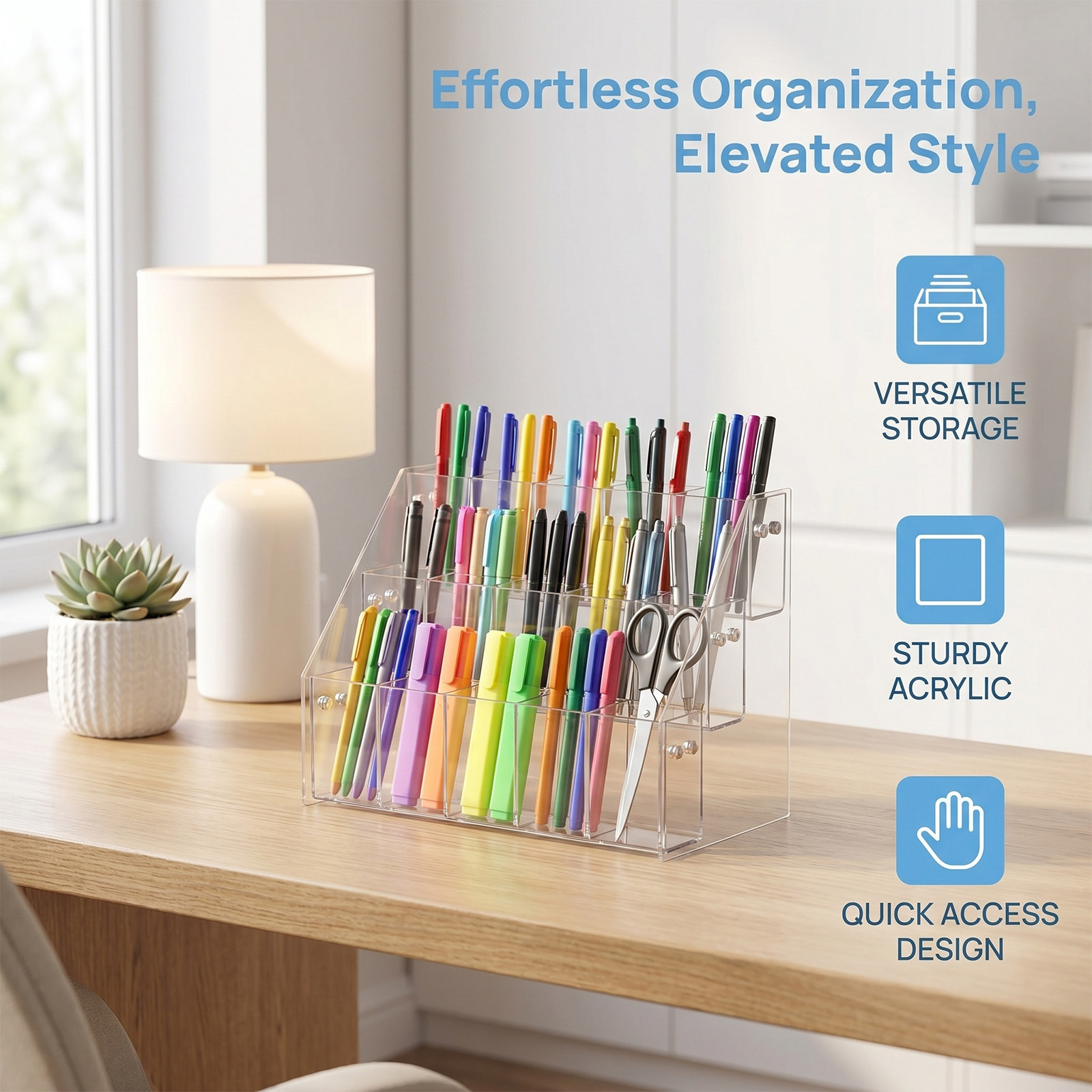 Modern Clear Acrylic Pen Holde - Stationery And Office Supply Stores review and price